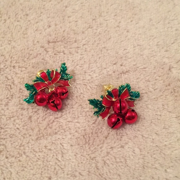 Holly Jingle Bells Holiday Pierced Earrings NWT - Picture 3 of 4
